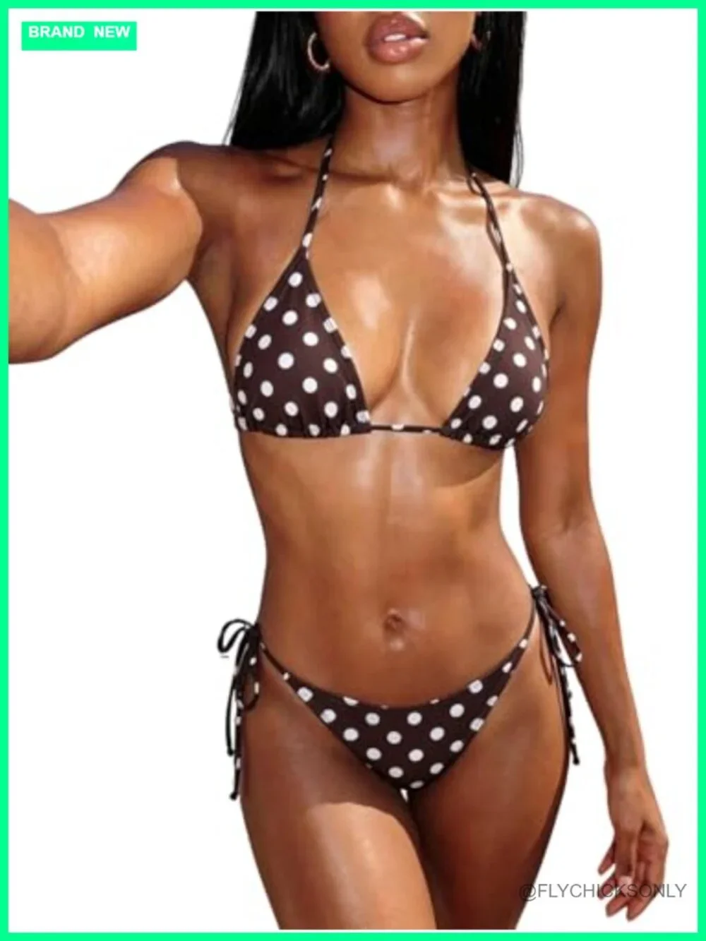 Women's Polka Dot Triangle Bikini Set Halter Tie Side Two Piece
